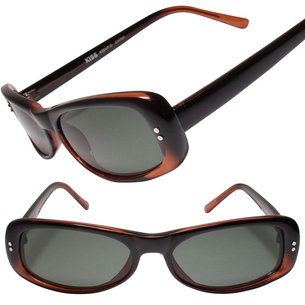 Deadstock Genuine Vintage Metal Rivets Brown & Black Frame Rectangle Sunglasses